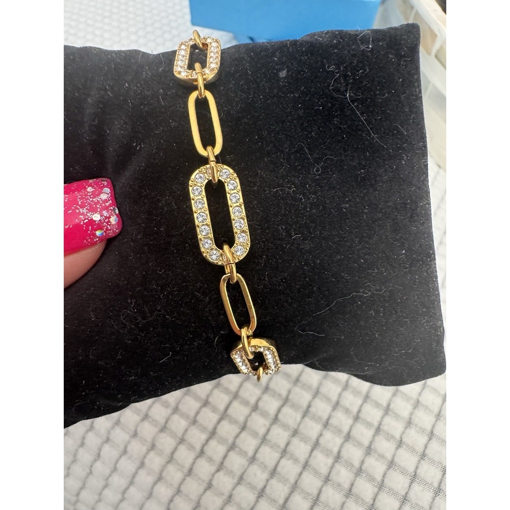 Touchstone Crystal fascinate bracelet golden 9 inch adjustable length